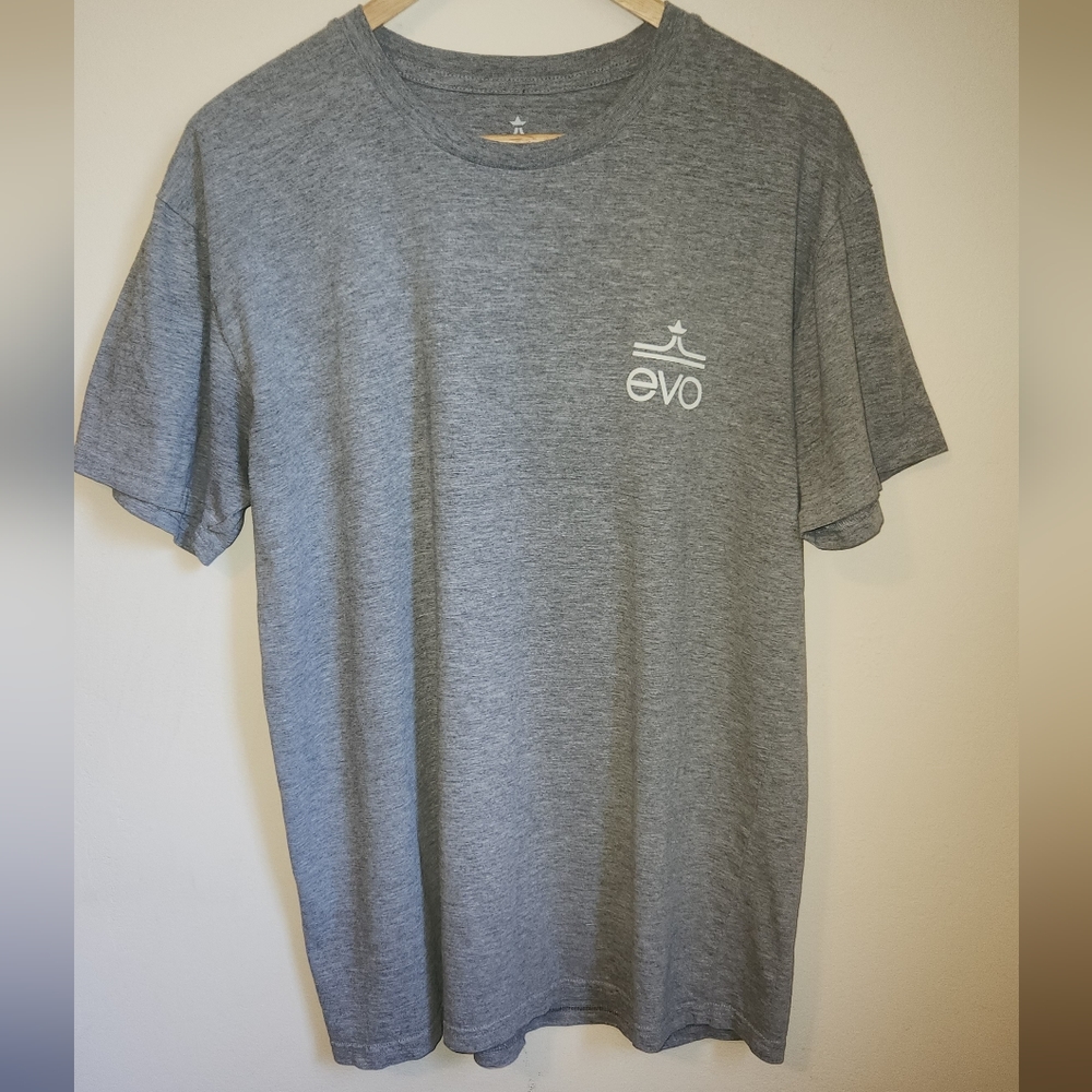 Evo Heather Gray Logo T-Shirt, Men's Size Large
